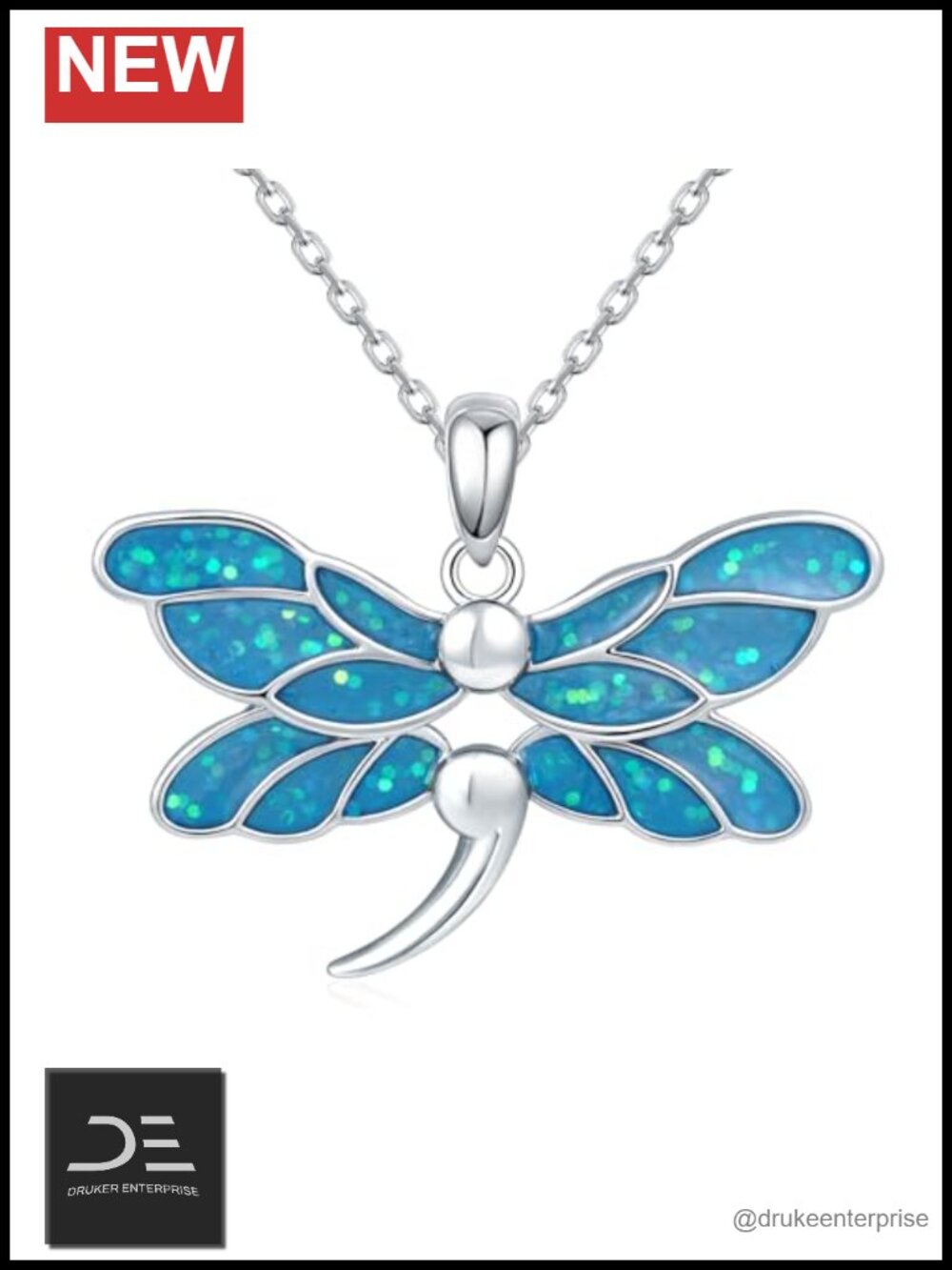 Semicolon Sterling Silver Necklace Dragonfly Pendant Jewelry Gift for Women